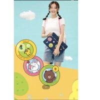 Túi đựng laptop 13inch kèm quai đeo cao cấp chính hãng Lesportspac dòng Line mẫu Gấu Thỏ Vịt Brown Cony Sally Choco