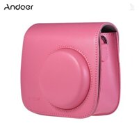 Túi đựng máy ảnh tức thì Andoer PU có dây đeo cho Fujifilm Instax Mini 9 / 8 / 8 + / 8s Hồng Flamingo