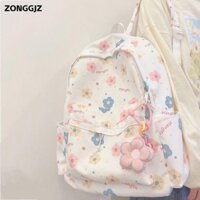 Túi đựng máy tính xách tay du lịch ZONGGJZ, Ba lô đeo vai dung tích lớn in hoạt hình, Túi đi học sinh chống mài mòn bằng vải Polyester nhẹ