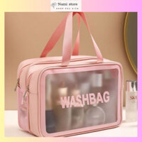 Túi đựng mỹ phẩm 2 ngăn Washbag, chất liệu PVC trong suốt, có tay cầm cao cấp