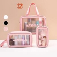 Túi đựng mỹ phẩm Bamozo washbag trong suốt có quai cao cấp - TRẮNG,S