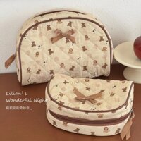 Túi đựng mỹ phẩm hình bán nguyệt gấu nhỏ Phim hoạt hình ly hợp đi chơi Túi vệ sinh dung tích lớn di động