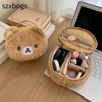 Túi đựng mỹ phẩm hình gấu sang trọng SZXBOGS, tay cầm di động dung tích lớn Dụng cụ sắp xếp mỹ phẩm thẩm mỹ, miệng mở lớn thời trang tích hợp trong túi trang điểm phân vùng Đồ vệ sinh