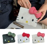Túi đựng mỹ phẩm HZLING, có dây kéo Túi trang điểm Hello Kitty hoạt hình, Túi đựng son môi lấp lánh Cotton dung tích lớn di động dành cho nữ Cô gái