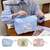 Túi đựng mỹ phẩm MOBANINA, Túi trang điểm dung tích lớn thêu dễ thương, Túi đựng bút hình gấu hoạt hình di động dành cho nữ Cô gái
