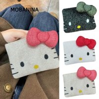 Túi đựng mỹ phẩm MOBANINA, Túi trang điểm Hello Kitty hoạt hình tỏa sáng, Bông di động có dây kéo Túi đựng son môi dung tích lớn dành cho nữ Cô gái