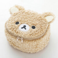 Túi đựng mỹ phẩm Rilakkuma Nhật Bản, Túi đựng đồ vệ sinh Sherpa ba chiều dễ thương, Túi đựng đồ trang sức cầm tay cầm tay