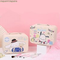 Túi đựng mỹ phẩm TRENDYTRENDZ Kuromi, Túi trang điểm cầm tay Kitty gương đổ xô, hình chữ nhật Anime chống nước My Melody Cartoon PU Hộp đựng mỹ phẩm đi biển