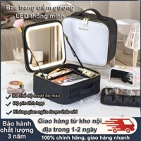 Túi Đựng Mỹ Phẩm,Cốp Đựng Đồ Makeup,Túi trang điểm LED với đèn và gương, hộp lưu trữ trang điểm lớn dễ dàng mang theo