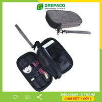 Túi Đựng Phụ Kiện Công Nghệ Grepaco, Pin Sạc Dự Phòng, Điện Thoại, Cáp Sạc USB, Tai Nghe Vải Bố Canvas, Nhiều Ngăn, Có Quai Cầm, Chống Nước, Khóa Kéo YKK Dành Cho Nam Nữ Đi Học, Làm, Du Lịch - Hàng Chính Hãng - xám
