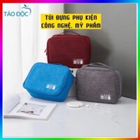 Túi đựng phụ kiện điện thoại, túi công nghệ, mỹ phẩm, đồ trang điểm, cáp sạc tai nghe có quai xách tiện lợi