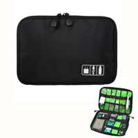 Túi đựng phụ kiện nhiều ngăn vải Nylon chống thấm nước cho Cáp sạc di động, Sạc dự phòng, điện thoại, tai nghe, thẻ nhớ - Hàng chính hãng - Đen