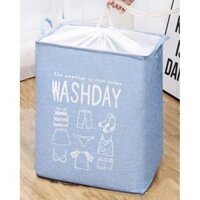 Tui Đưng Quân Ao, Giỏ Đựng Quần Áo, Sọt Vải Đựng Đồ Size Lớn - WASH DAY - XANH