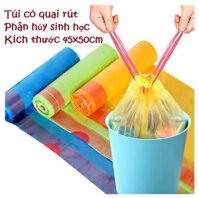 Túi đựng rác có quai xách tiện lợi 45x50cm, túi rác có dây rút tự phân hủy GD588-TuiRacDR