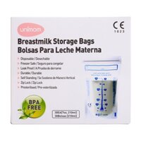 Túi đựng sữa mẹ (trữ sữa mẹ) Unimom tiêu chuẩn Standard không có BPA 210ml (30 túi/hộp) UM870169