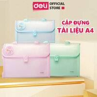 Túi Đựng Tài Liệu 13 Ngăn Deli File Cặp Tệp Đựng Tài Liệu A4 Nhiều Ngăn Đựng Giấy Tờ Cặp Học Thêm Màu Pastel Có Khóa
