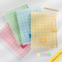 Túi đựng tài liệu 5 ngăn A4 họa tiết caro K34, file kẹp giấy tờ chống nước tiện lợi
