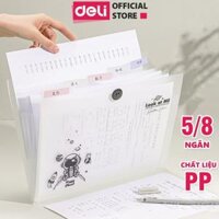 Túi Đựng Tài Liệu 5/8 Ngăn Deli File Cặp Tệp Đựng Tài Liệu A4 Nhiều Ngăn Đựng Giấy Tờ Bìa Hồ Sơ Chứng Từ Cho Học Sinh