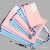 Túi đựng tài liệu A4 bằng vải Oxford phong cách Hàn Quốc, dễ thương, dày dạn, chống thấm nước, cho học sinh tiểu học và trung học, đựng bài thi, sách, túi lưu trữ cầm tay A5