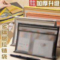 Túi đựng tài liệu A4 có khóa kéo, nhiều ngăn, túi tài liệu dày, túi sách lớp cho sinh viên, cặp dữ liệu hợp đồng thi