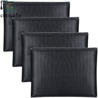 Túi đựng tài liệu chống cháy COOLCELLS, cách nhiệt có dây kéo Túi đựng tiền chống nước, Túi đựng tiền chống nước dung tích lớn màu đen chắc chắn chống cháy an toàn Máy tính bảng