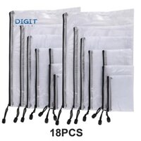 Túi đựng tài liệu có dây kéo bằng lưới 18 chiếc, Kích thước 8 loại, Thư mục tập tin khóa kéo bằng nhựa chống thấm nước, Đa năng cho văn phòng, gia đình