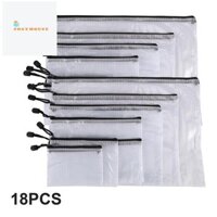 Túi đựng tài liệu có dây kéo bằng lưới 18 chiếc, Kích thước 8 loại, Thư mục tập tin khóa kéo bằng nhựa chống thấm nước, Đa năng cho văn phòng, gia đình