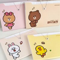 Túi đựng tài liệu Line friend 8 ngăn dây cài K149 Cặp file để tài liệu, giấy tờ học sinh