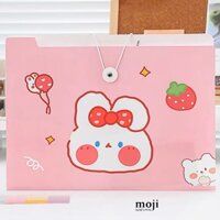Túi đựng tài liệu MJ dây cài nhiều ngăn Rabbit fruit strawberry ice cream 24x32
