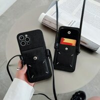 Túi đựng thẻ da thời trang Vỏ điện thoại cho IPhone 11 12 13 Pro Max Vỏ ví bảo vệ chống sốc cho IP 14 15 16 Pro Max Plus XR X XS Max Ốp lưng có dây buộc