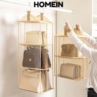 Túi đựng tủ quần áo HOMEIN, Hộp đựng túi xách nhiều lớp trong suốt, treo có thể gập lại có móc đựng tủ quần áo
