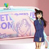 Túi đựng văn phòng phẩm thám tử Conan NEXUSF, Túi đựng bút chì hoạt hình dành cho học sinh, Kawaii Anime Canvas Đồ dùng văn phòng Túi trang điểm Chữ ký