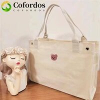 Túi đựng xác ướp COFORDOS, Thiết kế gấu Túi đựng tã dung tích lớn, Túi đựng đồ trang điểm dày có móc treo Túi xách vải Xe đẩy em bé