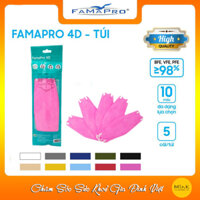 TÚI - FAMAPRO 4D - Khẩu trang y tế kháng khuẩn cao cấp Famapro 4D tiêu chuẩn KF94 5 cái túi - HỒNG CÁNH SEN - 1 TÚI