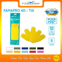 TÚI - FAMAPRO 4D - Khẩu trang y tế kháng khuẩn cao cấp Famapro 4D tiêu chuẩn KF94 5 cái túi - VÀNG TƯƠI - 1 TÚI
