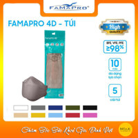 TÚI - FAMAPRO 4D - Khẩu trang y tế kháng khuẩn cao cấp Famapro 4D tiêu chuẩn KF94 5 cái túi - XÁM - 1 TÚI