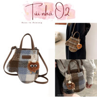 Túi găng tay đeo chéo chất nỉ kèm móc khoá Bag Nữ Da