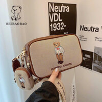 Túi gấu BB, Set túi gấu vải canvas, Túi đeo chéo vải gấu(size 20)