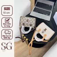 Túi gấu cầm tay nhỏ gọn kèm dây da đeo chéo xinh xắn vừa điện thoại