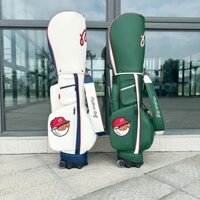 Túi gậy Golf thể thao cao cấp Malbon Hàn Quốc bánh xe chất liệu da sần hình thêu sắc nét 2024