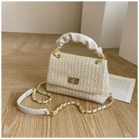 Túi giả cói quai da khóa xoay phong cách Hàn Quốc - Nón & Túi House