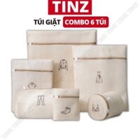 Túi giặt đồ máy giặt, đồ lót, quần áo, áo ngực, giày, áo lót combo 6 túi giặt TINZ|Mã Theuhinh