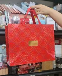 Túi giấy Estee Lauder Đỏ Họa tiết Rẽ quạt 33 x 26 x 11.5 cm