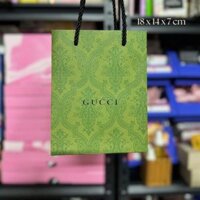 Túi giấy Gucci xanh lá họa tiết hoa văn size 18 x 14 x 7 cm