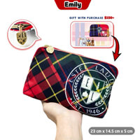 Túi gift hãng Es.teeLauder tách set mỹ phẩm, túi vải hoạ tiết caro tartan