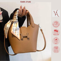 Túi giỏ quai xách chữ H, túi xách nữ da mềm cầm tay sang chảnh, tặng kèm khăn mẫu mới nhất thời trang nữ