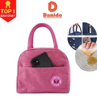 Túi giữ nhiệt đựng hộp cơm 2 ngăn cao cấp - Túi giữ nhiệt đựng cặp lồng cơm chống thấm nước chính hãng D Danido - Hồng