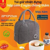 Túi Giữ Nhiệt Đựng Hộp Cơm 2 Ngăn  Chọn Màu Túi Giữ Nhiệt Đựng Cặp Lồng Cơm  Nhiều Màu  Chống Thấm Nước Chính Hãng miDoctor - Xám