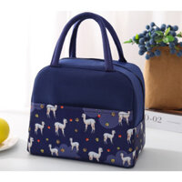 Túi Giữ Nhiệt Túi Đựng Hộp Cơm Chống Thấm Cao Cấp, Giữ Nhiệt Tốt, Nhỏ Gọn, Nhiều Màu Sắc - Xanh đen họa tiết