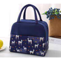 Túi Giữ Nhiệt Túi Đựng Hộp Cơm Chống Thấm Cao Cấp, Giữ Nhiệt Tốt, Nhỏ Gọn, Nhiều Màu Sắc - Xanh đen họa tiết